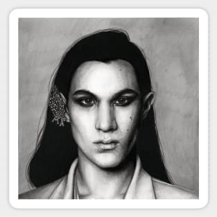 Ethan Torchio (Maneskin) pencil and charcoal portrait Sticker